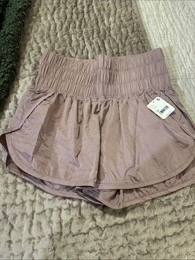 FP Movement by Free People High-Waist Smocked Lavender Shorts